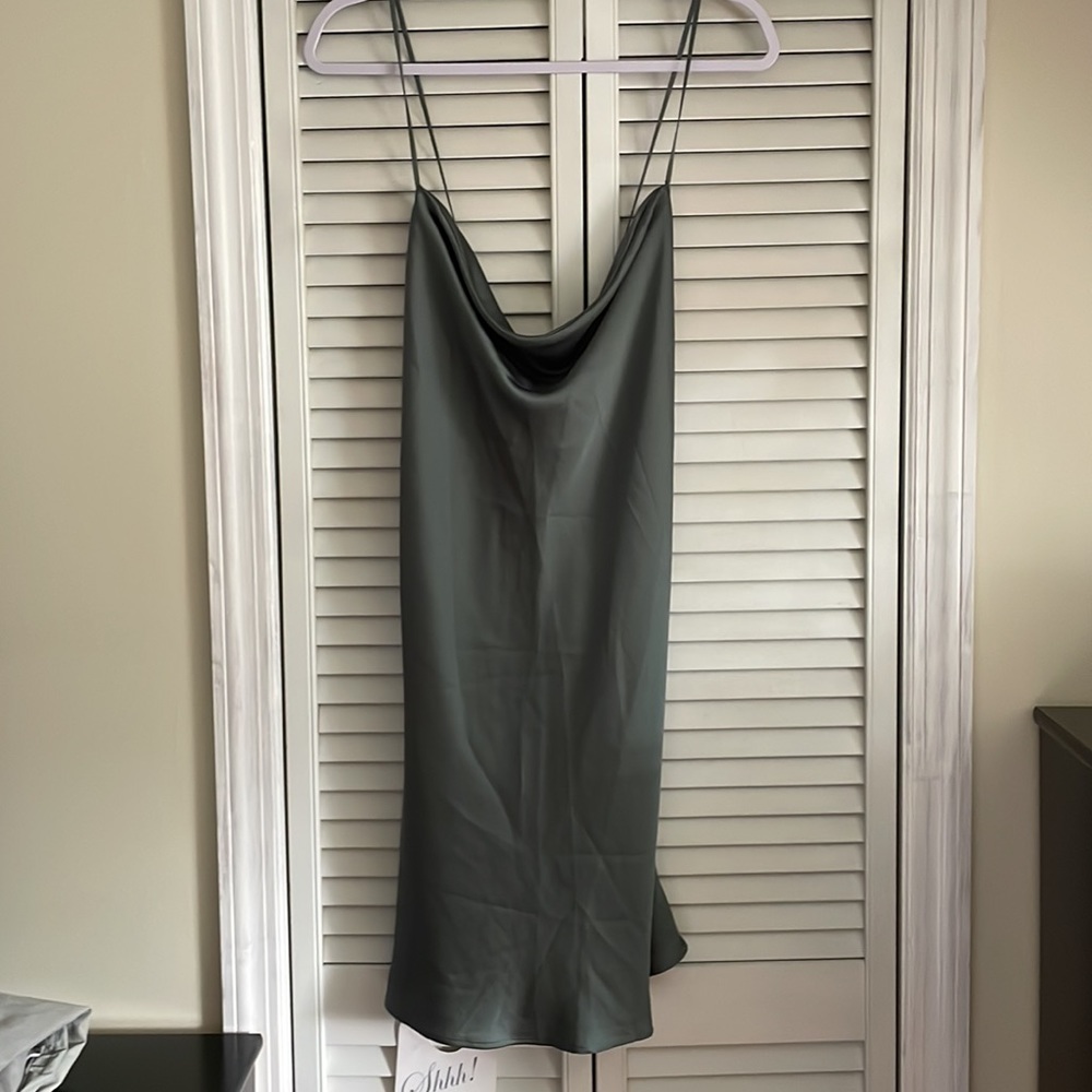 Abercrombie Green Satin Low Back Mini Dress